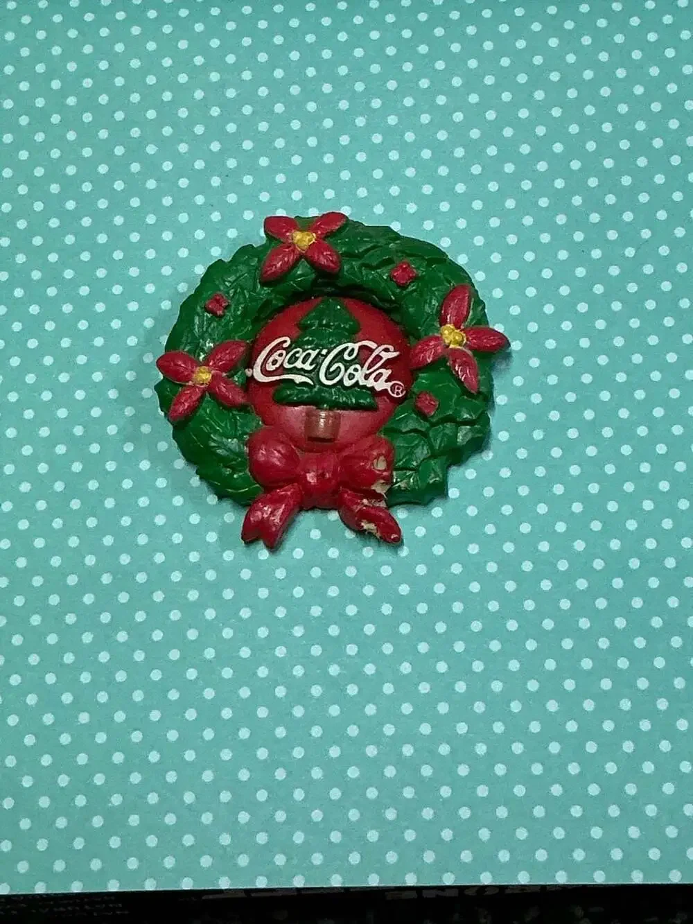 Vintage 1996 Coca-Cola Christmas Wreath Refrigerator Magnet